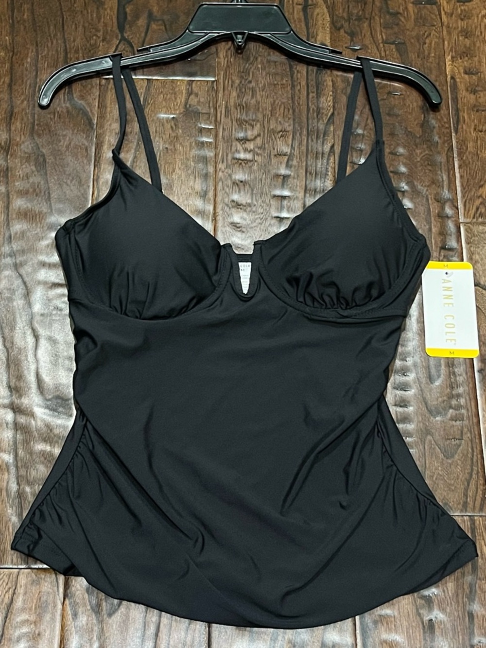 Anne Cole Black Swim Tankini Top NWT